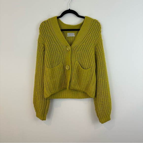 Urban Outfitters Sweaters - Urban Outfitters Chunky Knit Button Cardigan Size Small Chartreuse Yellow